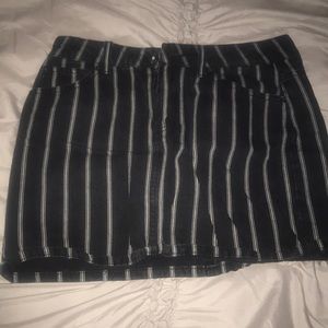 Vertical Stripe Mini Denim Skirt